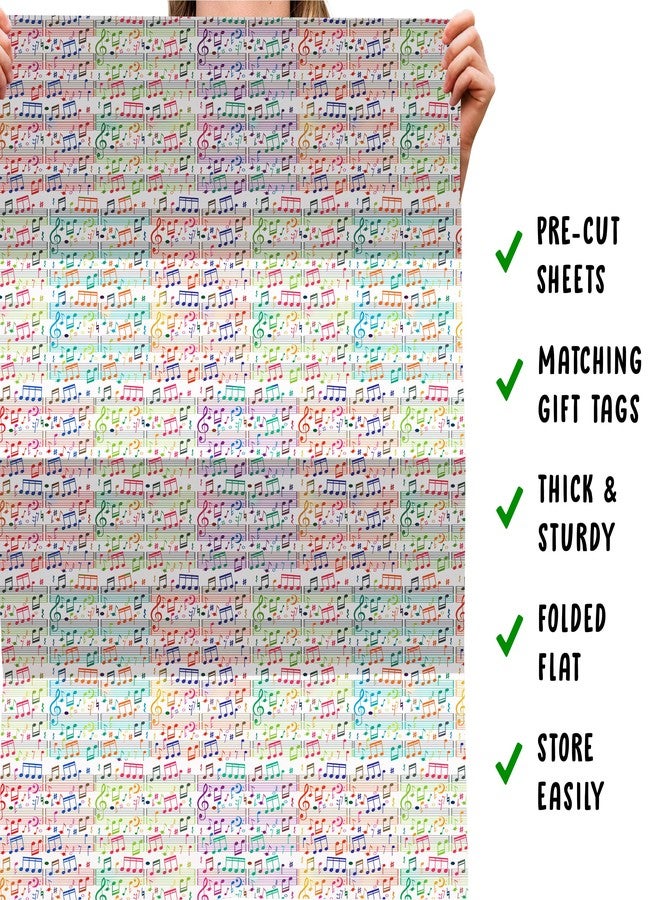 CENTRAL 23 White Wrapping Paper - Music Notes - 6 Gift Wrap Sheets With Tags - Music Lover - Recyclable Wrapping Paper - For Birthday Wedding Anniversary - Image 5